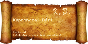 Kapronczai Dézi névjegykártya